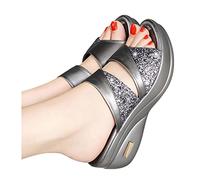 vokkrv Sandali Ortopedici Donna con Zeppa Alto Estivi Bohemia Sandali Punta Aperta da Spiaggia Piscina Cristallo Vintage Ciabatte Camminare Pantofole con Tacco Wedges