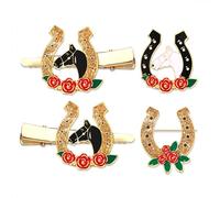 Vokone Derby Fermaglio per capelli a forma di ferro di cavallo con spilla per derby day, accessori per corse di cavalli, forniture per feste, 4 pezzi
