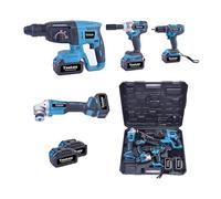 Vokot KIT 4in1 Trapano a percussione, Trapano Avvitatore e Smerigliatrice a batteria 68V, trapano a martello e ad impulsi svita bulloni flex professionale con motore brushless, valigetta inclusa