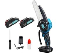 Vokot MS2 Motosega elettrico a Batteria portatile Ricaricabile, Potatore alberi e da giardino, Mini Motosega 6 Pollici senza fili Lama 15cm con doppia batteria da 24V