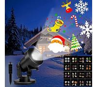 Vokot P668 Proiettore led con luci di natale, fiocco di neve e immagini natalizie da interno o da esterno IP44, proiettore con 12 schede adatte per qualsiasi evento o festa.