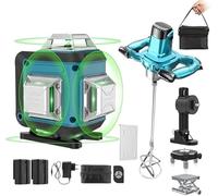 Vokot TM-2TS11 Kit Miscelatore e Livella 4D 16 Linee 360° Trapano impastatore per malta Potenza 1600W con Livella 4D 16 Linee ideale per edilizia