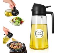 Vokzois 600ml Spruzzino Olio e Dosatore Olio, Spruzzino Olio per Friggitrice aria, Spruzzino Olio Nebulizzatore Vetro, Bottiglia di Olio d'oliva in Vetro per Cucina, Insalata e Barbecue