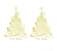 Volakebeing Adesivi statici per finestre fai da te a forma di albero di Natale, dorati, in PVC, per esposizioni festive, 40 x 60 cm, decalcomanie elettrostatiche per vetri, finestre, porte e pareti