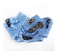 Volakebeing Anotherboxer - Pantaloncini da kickboxing, MMA, Muay Thai, combattimento, allenamento, con elastico in vita traspirante e tessuto misto fibra (XXL azzurro)