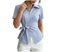 Volakebeing Camicetta Donna V-Neck Maniche Corte Righe | Collo a V lusinghiero, design a nodi frontale, rigata , ideale per look casual