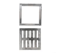 Volakebeing Copertura per scarico a pavimento in acciaio inox, griglia quadrata, antiscivolo, design a doppia fila, per giardino, patio, strada, piazza, scuola, 150 x 150 mm, 200 x 200 mm, 300 x 300