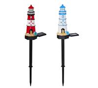 Volakebeing Faro solare da giardino con struttura in resina impermeabile, LED con accensione e spegnimento automatico per cortile o decorazione esterna, lampada a energia solare ad alta efficienza