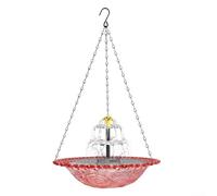 Volakebeing Fontana solare per uccelli da appendere all'esterno, ciotola d'acqua con catena in metallo, decorazione da giardino, cortile, attrazione per la fauna selvatica, spruzzatore d'acqua (rosa)