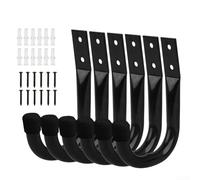 Volakebeing Ganci da parete per garage, confezione da 6, ganci resistenti per scala, ganci in acciaio con punte in gomma, 12 cm x 8,9 cm, ciascuno supporta fino a 18 kg, include