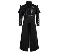 Volakebeing Giacca Steampunk Uomo Lunga Split Gotica Vintage | Look medievale , perfetto per costumi da pirata o , vestibilità regolare, nero e grigio
