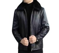 Volakebeing Giacca Uomo in PU Vellutata Taglie Forti Inverno Giacca Uomo | PU per premium con interno per vellutato, isolamento per termico superiore per giorni freddi