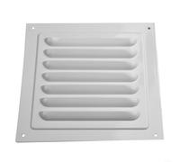 Volakebeing Griglia di ventilazione quadrata in metallo, copertura per condotto di ventilazione, per uso interno ed esterno, colore bianco, disponibile in 150 x 150 mm, 200 x 200 mm, 250 x 250 mm, 300