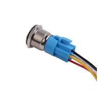 Volakebeing Interruttore a pulsante a scatto da 19 mm, 12 V CC, in acciaio inox, con LED autobloccante, interruttore di controllo con illuminazione momentanea, impermeabile IP65 (blu)