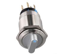 Volakebeing Interruttore rotativo da 19 mm, 3 posizioni, 2NO2NC, in acciaio inox, 12-24 V, indicatore LED, IP67, impermeabile, per apparecchiature industriali (blu)