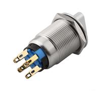Volakebeing Interruttore rotativo da 19 mm, 3 posizioni, 2NO2NC, pulsante in acciaio inox, 12-24 V, indicatore LED, IP67, impermeabile, interruttore per apparecchiature industriali (rosso)