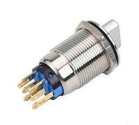 Volakebeing Interruttore rotativo da 19 mm, 3 posizioni, 2NO2NC, pulsante in acciaio inox, 12-24 V, indicatore LED, IP67, impermeabile, per apparecchiature industriali (giallo)