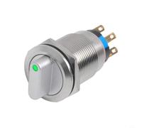 Volakebeing Interruttore rotativo da 19 mm, 3 posizioni, 2NO2NC, pulsante in acciaio inox, 12-24 V, indicatore LED, IP67, impermeabile, per apparecchiature industriali (verde)