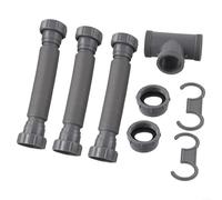 Volakebeing Kit di scarico doppio per lavello regolabile con sifone a P, tubi flessibili da 1-1/2 e 1-1/4 pollici, estensibili da 20 a 80 cm, per cucina, bagno, installazione idraulica, grigio