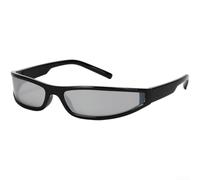 Volakebeing Occhiali da sole da donna Y2K, stile retrò, futuristico, occhio di gatto, bordo completo, per moto e ciclismo, leggeri, 14,5 x 7 cm, nero e argento, a
