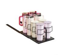 Volakebeing Organizer estraibile per bottiglie d'acqua per tazze da 100-1134 ml, con guide scorrevoli silenziose e design salvaspazio per armadio o piano di lavoro, adatto fino a 8 bottiglie (nero)