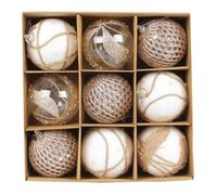 Volakebeing Set di 9 palline di Natale dorate, in plastica infrangibile, per decorazioni per albero di Natale e decorazioni per la casa vacanze, ornamenti facili da appendere (R2-27, stile 3)