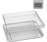 Volakebeing Set di cestello per friggitrice ad aria e teglia, in acciaio inox, resistente al calore, con bordi arrotondati, griglia in rete per cottura anche a 360°, compatibile con CuisinartTOA-060