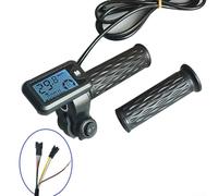 Volakebeing Set di manopole per acceleratore per bici elettrica, display LCD, con monitoraggio della velocità, chilometraggio, tensione, 36-72 V, compatibile con sistema di controllo per bicicletta