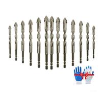 Volakebeing Set di punte per trapano in carburo, design eccentrico seghettato a 4 taglienti, per foratura multi-materiale su pietra, vetro, legno e metallo, punte triangolari con codolo esagonale
