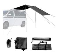 Volakebeing Tenda parasole per camper, 3 x 3 m, impermeabile, per furgoni e SUV, tessuto ignifugo 210D, installazione rapida in 6 minuti, pali regolabili in altezza, nero
