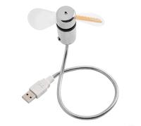 Volakebeing Ventola USB con display a LED, tubo flessibile in metallo, direzione regolabile, portatile, dispositivo di raffreddamento personale per casa, ufficio, viaggio, impostazione dell'ora