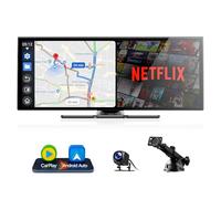 Volam 10.25 Pollici Carplay Display con YouTube/Netflix,Wireless Carplay Android Auto,schermo per auto con telecamera posteriore 1080P,1920×720P Touchscreen 2.4G/5G WLAN Bluetooth