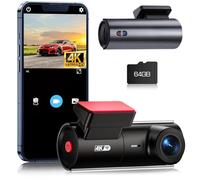 Volam Dash Cam Auto, 4K Dashcam con WiFi & App & 64G Scheda, Telecamera per Auto 170°, WDR, Visione Notturna, Modalità Parcheggio, Sensore G, Registrazione in Loop, Max 128G