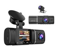 Volam Dash Cam Auto Fronte Retro Interno con Batteria, FHD 1080p Telecamera per Auto a 3 Canali con Dashcam Sensore G, Modalità Parcheggio, Visione Notturna IR, Grandangolo