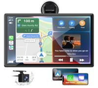 Volam Senza Fili Autoradio per A-pple Carplay & Android Auto 9 Pollici Portatile Autoradio e Telecamera Posteriore, Stereo Auto HD Touch Screen per Auto con Bluetooth/Navigazione/FM/Siri/AUX/Airplay