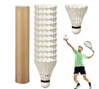 Volani da Badminton - 12 Pezzi Volani Naturale - Attrezzatura Sportiva Portatile Palle Allenamento Veloci per Scuola Casa Parco Giardino Spiaggia Famiglia