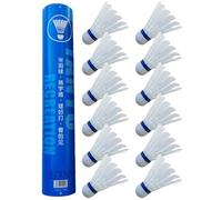 Volani da badminton | 12 volani per volani da badminton, testa a sfera in schiuma, 6/12, colore bianco, ottimo equilibrio e volo, volani durevoli per sport al chiuso e all'aperto