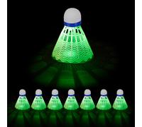 Relaxdays Volano Badminton, Set di 8 Palline Luminose, Palle Gomma Piuma, Luce LED, HxD: 8,5 x 6,5 cm, Esterno, Bianco Unisex Adulto, 8 pz