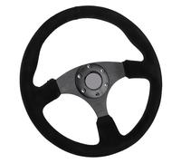 Volante, 14 Pollici/350 Mm per Stile a 6 Bocconcini Piatti Neri in Pelle Scamosciata Nera con Pulsante Corno