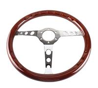 Volante Auto 380 Millimetri 15 Pollici Classic Nostalgia Stile Grana del Legno Volante Classic Rotella scanalato 3 Razze del Volante rivettata Luce (Color : Brown)