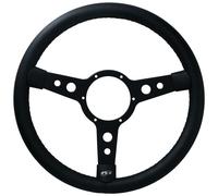 Volante auto classico tradizionale 15" in pelle nera 3 razze centrale 6 fori