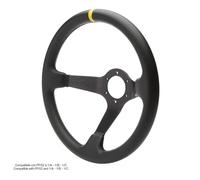 Volante Carrera Pelle nero-Ecopelle nera riga gialla 350mm calice 90mm sen
