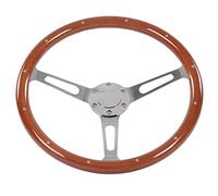 Volante Classico, 380mm 15 Volante Classico in Noce Stile Nostalgia, 3 Razze Rivettate 6 Fori Impugnatura in Legno Modifica Universale (Marrone)
