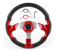 Volante corsa, 320 mm / 12,5 pollici in fibra di carbonio in pelle PVC Volante sportivo con pulsante clacson Colore rosso Parte modificata universale