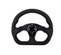 Volante da corsa a forma di D da 330 mm, copertura in vera pelle, design a fondo piatto per Drift/Sim Racing, compatibile con PC Gaming e auto reali (modello universale con bullone a 6 fori) (001