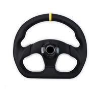Volante da corsa a forma di D da 330 mm, copertura in vera pelle, design a fondo piatto per Drift/Sim Racing, compatibile con PC Gaming e auto reali (modello universale con bullone a 6 fori) (001