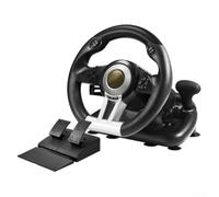Volante da corsa con pedali per PS4 per Xbox PC Switch - Ruota da gioco con rotazione di 180 gradi con leve e ventose, nero e arancione, 30 cm (nero)