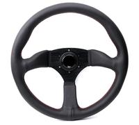 Volante da corsa in pelle da 350 mm, universale, per pista e deriva | 6 fori 70 mm PCD adatto per la maggior parte delle auto e simulatori | impugnatura in pelle perforata con cuciture rosse