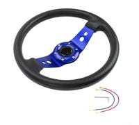 Volante da corsa rotondo da 320 mm con copertura in pelle PU compatibile con più supporti per volante da corsa per controller di gioco (blu)