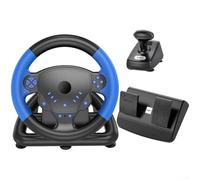 Volante da corsa simulato, volante da corsa wireless a 135° per PS4 per PC per PS3 per Android per iOS e per Smart TV con pedale e impugnatura (blu)